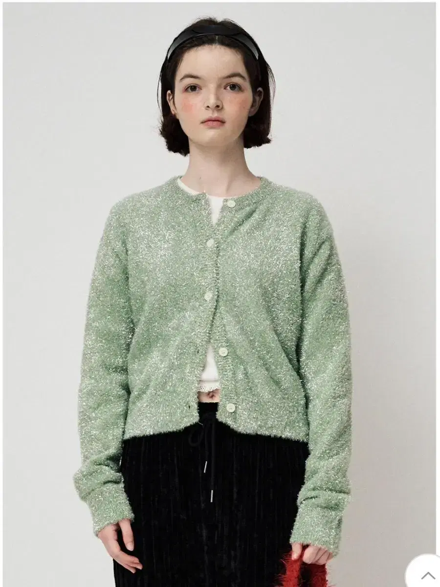 펀프롬펀 가디건 METAL KNIT CARDIGAN, GREEN